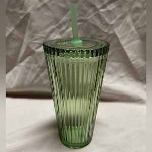 Target Green Ribbed Tumbler with Straw